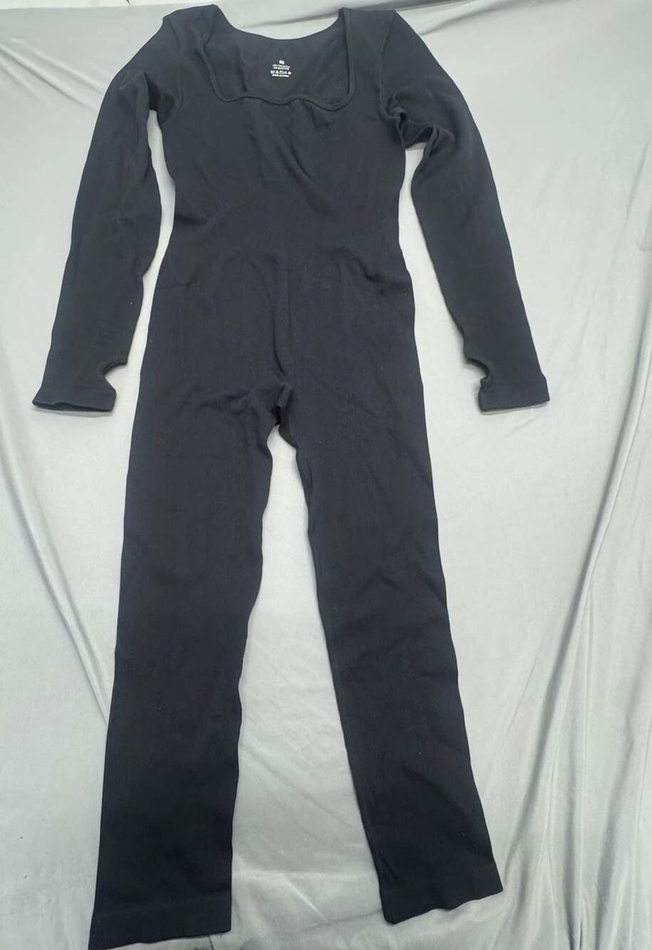 Unbranded Ribbed Long Sleeve Jumpsuit Size L Black